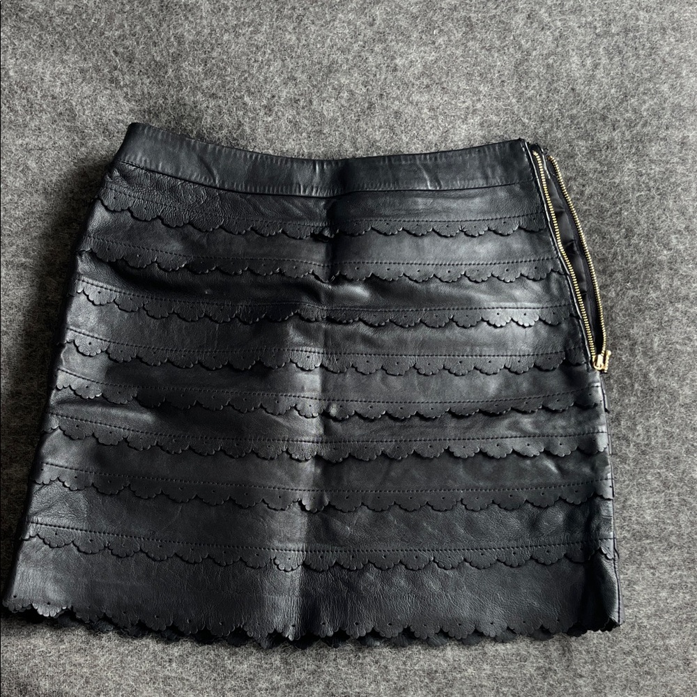 Leifsdottir Black Scalloped Mini Skirt